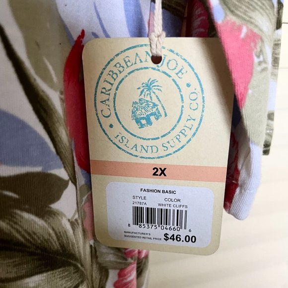 “NWT” Caribbean Joe Tropical ¾ Length Sleeve Shirt Size 2X - Picture 4 of 7